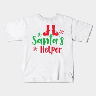 Santa's Helper, Elf Shoes, Snowflakes, Christmas Kids T-Shirt